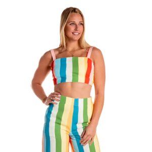 Shinesty Rainbow Striped Crop Top Size S